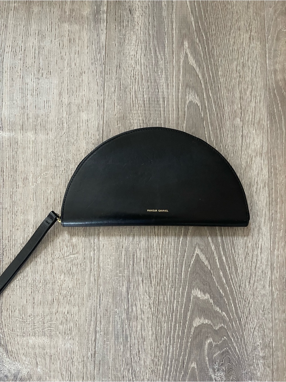 Mansur Gavriel Black Half-Moon Leather Clutch excellent condition
